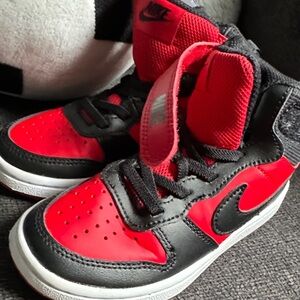 Nike Kids Black and Red High-Top Sneakers